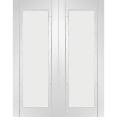 Palermo 1 Light White Primed Door Pair with Clear Glass