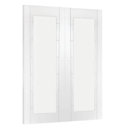 Palermo 1 Light White Primed Door Pair with Clear Glass