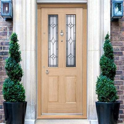 Salisbury Oak Unfinished 2 Part Obscure Double Glazed Light Panels External Door - All Sizes