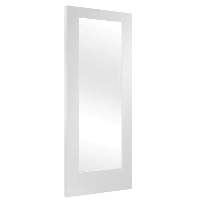 Pattern 10 Internal White Primed Fire Door with Clear Glass