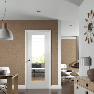 Pattern 10 Internal White Primed Fire Door with Clear Glass