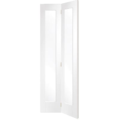 Pattern 10 Bi-Fold Internal White Primed Door with Clear Glass