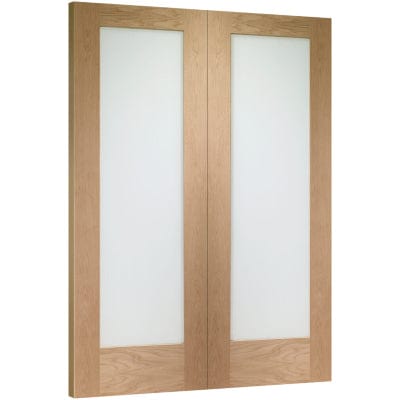 Pattern 10 Internal Oak Rebated Door Pair with Clear Glass