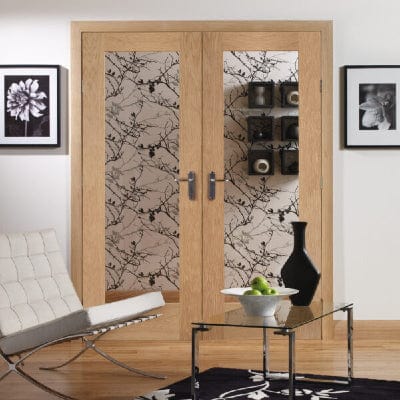 Pattern 10 Internal Oak Rebated Door Pair with Clear Glass