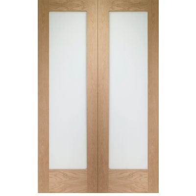 Pattern 10 Internal Oak Rebated Door Pair with Obscure Glass