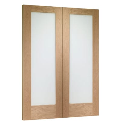Pattern 10 Internal Oak Rebated Door Pair with Obscure Glass