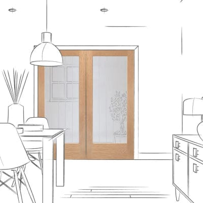 Pattern 10 Internal Oak Rebated Door Pair with Obscure Glass