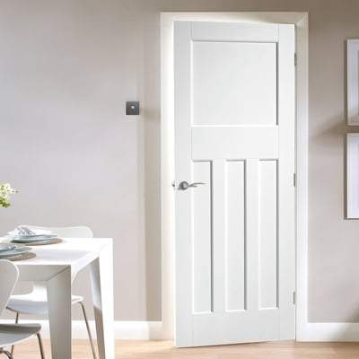 DX 30's Style White Primed 4 Panel Interior Fire Door FD30 - All Sizes