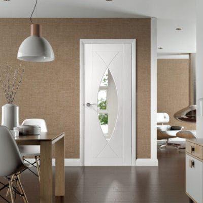 Pesaro Internal White Primed Door with Clear Glass