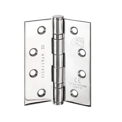 Polished Stainless Steel Butt Hinge - 4" x 3" x 3mm (Pack of 3)