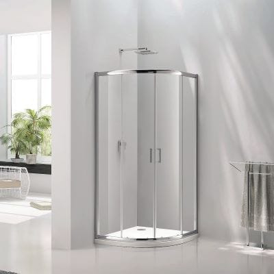 Purity Curved Offset Quadrant Shower Enclosure w/ 1 Elongated Side Panel & 2 Sliding Doors