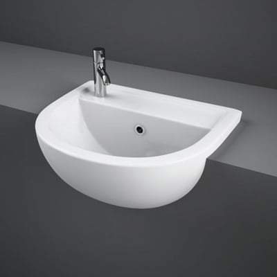 45cm Semi Recessed Basin 1 Tap Hole in Alpine White - All Styles