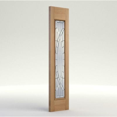 Majestic Oak Unfinished 1 Zinc Clear Bevelled Double Glazed External Sidelight - 1981mm x 457mm