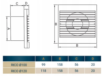 Rico Bathroom Fan 120mm Model S