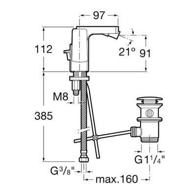 L90 Chrome Side Lever Bidet Mixer Tap With Pop-Up Waste