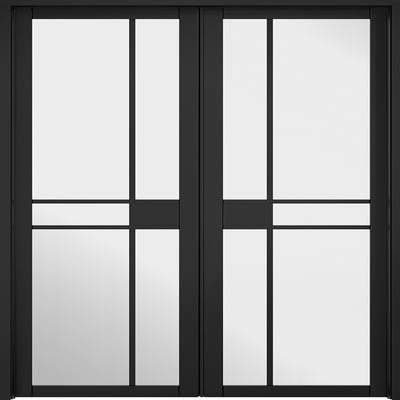 Greenwich Black Primed 10 Glazed Clear Light Panels Interior Room Divider - 2031mm x 1246mm