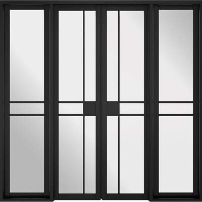 Greenwich Black Primed 16 Glazed Clear Light Panels Interior Room Divider2031mm x 1904mm