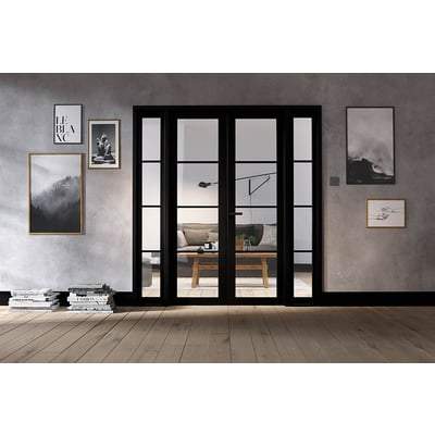 Soho Black Primed 16 Glazed Clear Light Panels Interior Room Divider - 2031mm x 1904mm