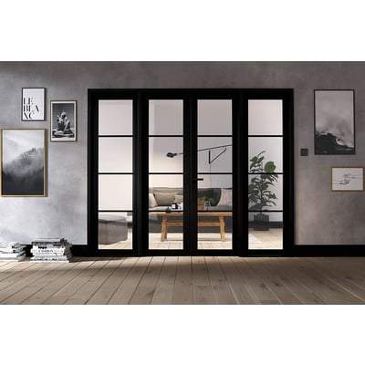 Soho Black Primed 16 Glazed Clear Light Panels Interior Room Divider - 2031mm x 2478mm