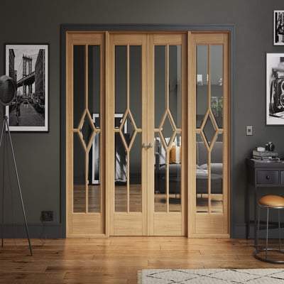Reims Oak Pre-Finished 20 Glazed Clear Light Panels Interior Room Divider - 2031mm x 2478mm