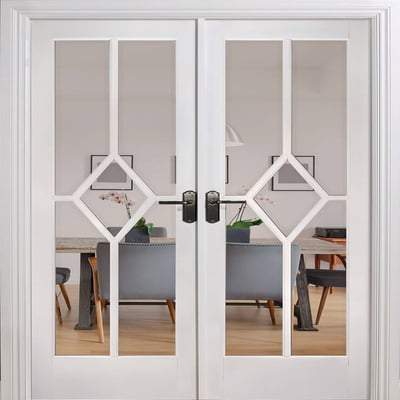 Reims White Primed 10 Glazed Clear Bevelled Light Panels Interior Room Divider - 2031mm - 1246mm