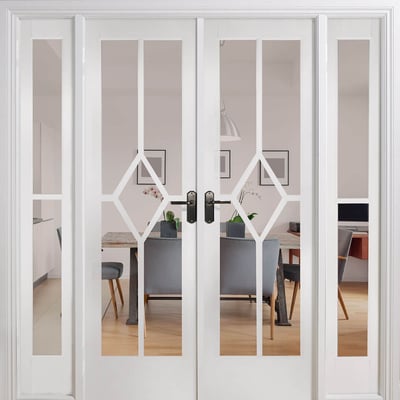 Reims White Primed 14 Glazed Clear Bevelled Light Panels Interior Room Divider - 2031mm - 1904mm