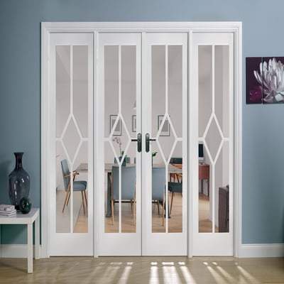 Reims White Primed 20 Glazed Clear Bevelled Light Panels Interior Room Divider - 2031mm - 2478mm