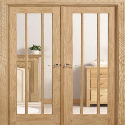 Lincoln Oak Unfinished 6 Glazed Clear Light Panels Interior Room Divider - 2031mm x 1246mm