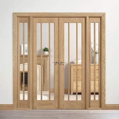 Lincoln Oak Unfinished 10 Glazed Clear Light Panels Interior Room Divider - 2031mm x 1904mm
