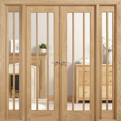 Lincoln Oak Unfinished 10 Glazed Clear Light Panels Interior Room Divider - 2031mm x 1904mm