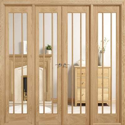 Lincoln Oak Unfinished 12 Glazed Clear Light Panels Interior Room Divider - 2031mm x 2478mm
