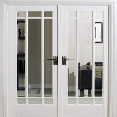 Manhattan White Primed 18 Glazed Clear Bevelled Light Panels Interior Room Divider - 2031mm x 1246mm