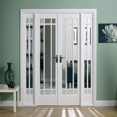 Manhattan White Primed 30 Glazed Clear Bevelled Light Panels Interior Room Divider - 2031mm x 1904mm
