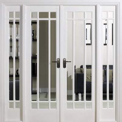 Manhattan White Primed 30 Glazed Clear Bevelled Light Panels Interior Room Divider - 2031mm x 1904mm