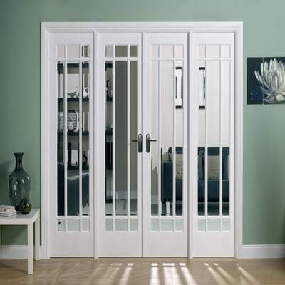 Manhattan White Primed 36 Glazed Clear Bevelled Light Panels Interior Room Divider - 2031mm x 2478mm