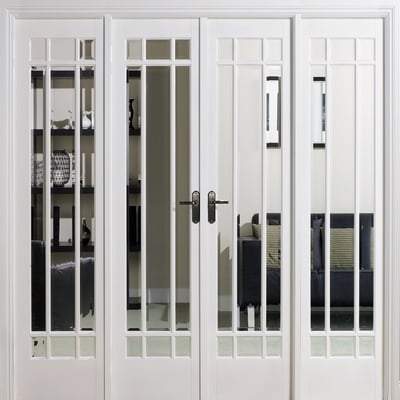 Manhattan White Primed 36 Glazed Clear Bevelled Light Panels Interior Room Divider - 2031mm x 2478mm