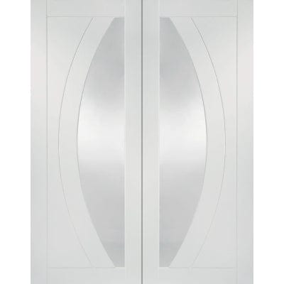 Salerno Internal White Primed Rebated Door Pair with Clear Glass