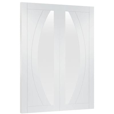 Salerno Internal White Primed Rebated Door Pair with Clear Glass