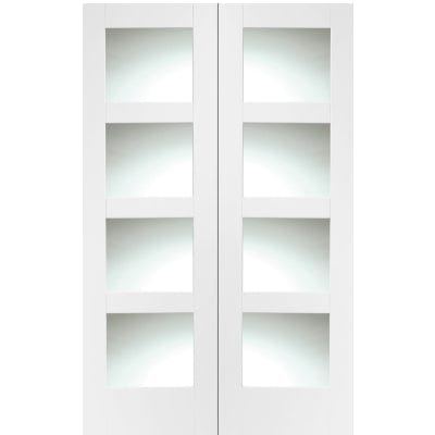 Shaker Internal White Rebated Door Pair with Clear Glass
