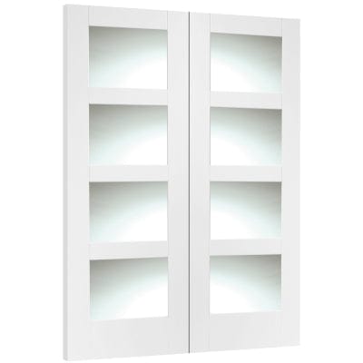 Shaker Internal White Rebated Door Pair with Clear Glass