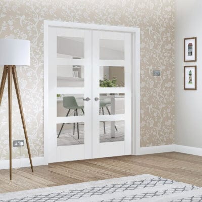 Shaker Internal White Rebated Door Pair with Clear Glass
