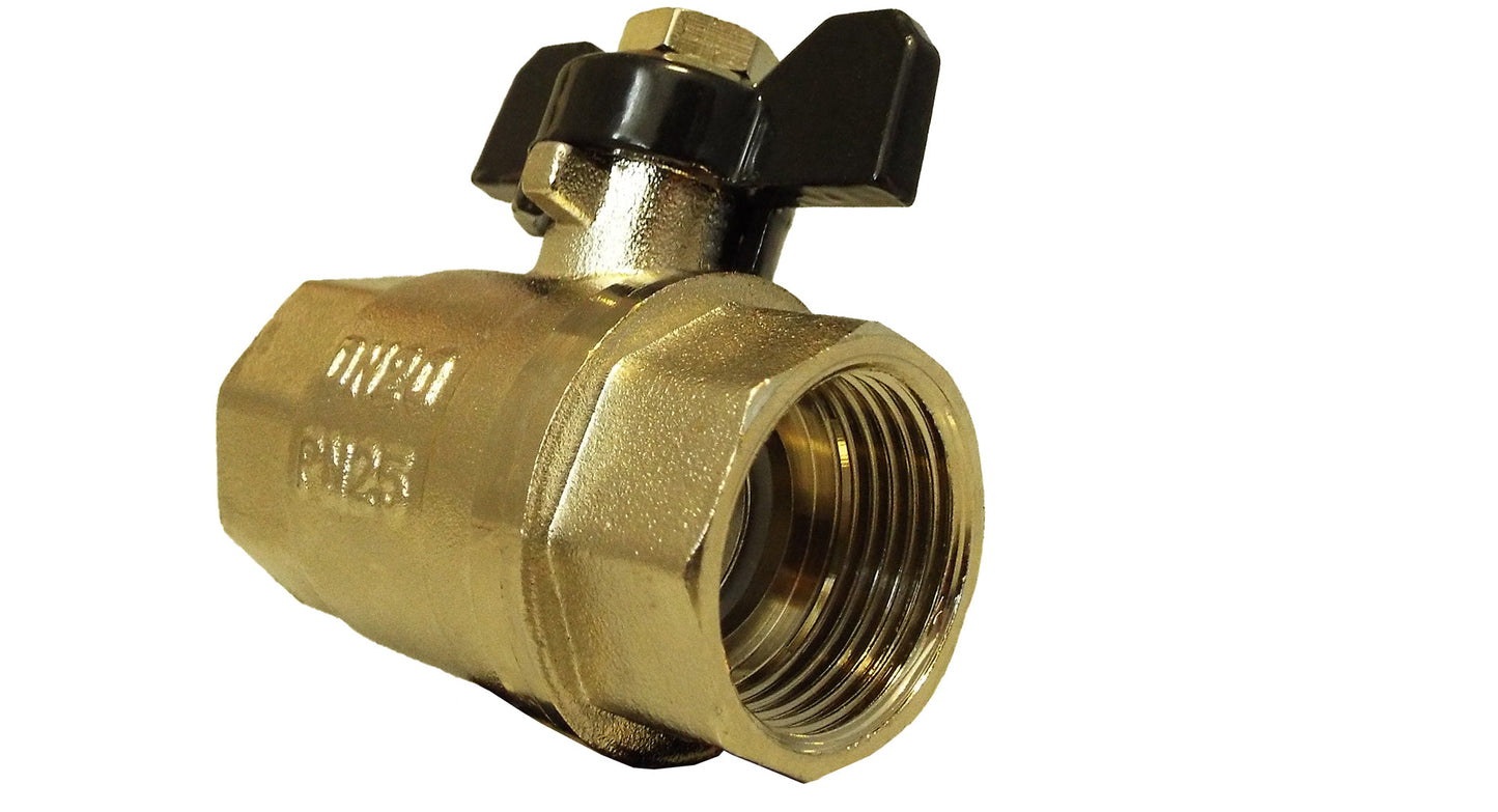 Brass Nickel-Plated Butterfly Valve 1" BSPF