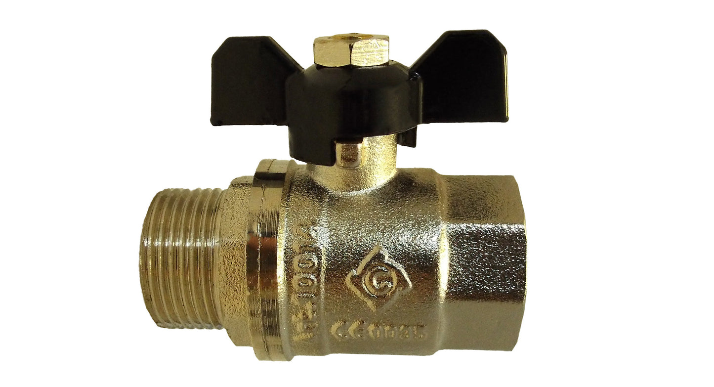 Brass Nickel-Plated Butterfly Valve 1/2" BSPM-F