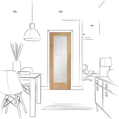 Pattern 10 Pre-Finished Internal Oak Door with Obscure Glass - All Sizes