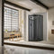 Sphere Curved Offset Quadrant Shower Enclosure, Tinted Glass w/ Cut-Out Top Panel & 1 Elongated Side Panel & Sliding Door