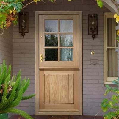 Cottage Stable Oak Unfinished 6 Double Glazed Clear Light Panels External Door - 1981mm x 762mm