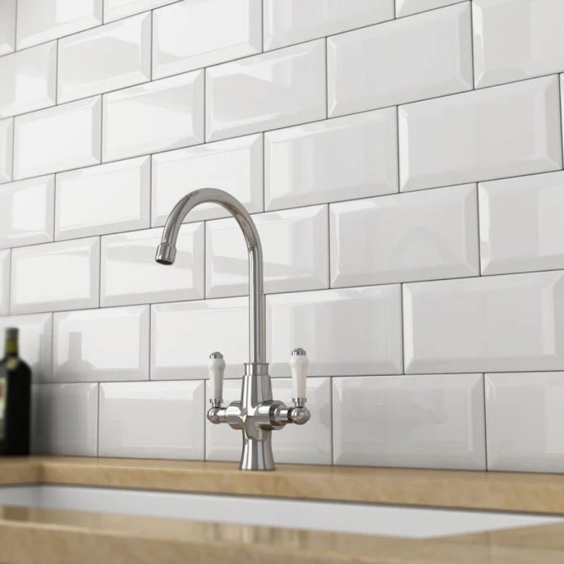 Subway White Bevel Décor - All Sizes