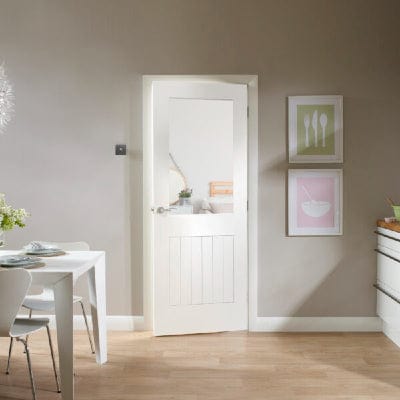 Suffolk Internal White Primed Door with Clear Glass
