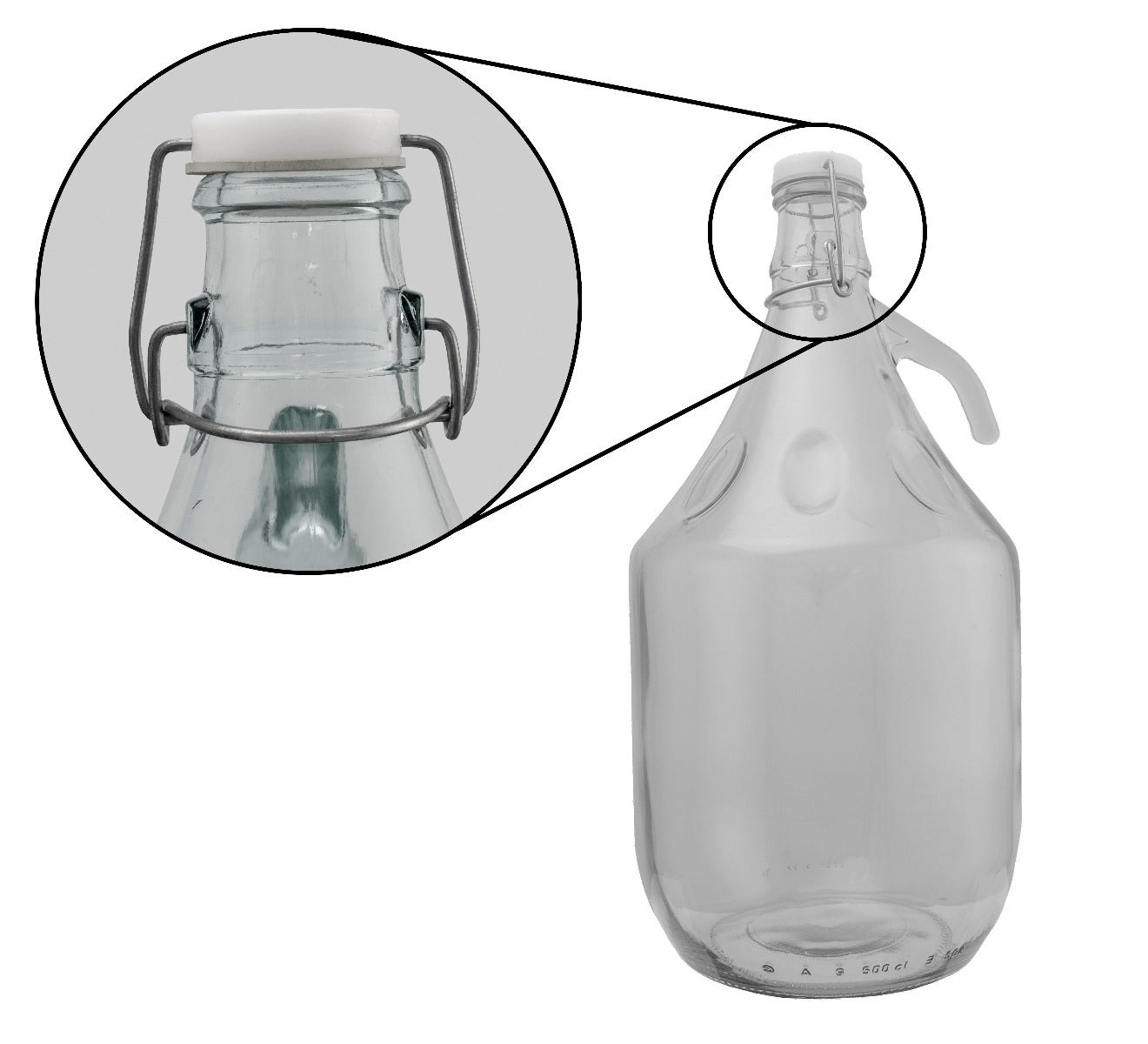 Glass Demijohn 5L 2 Pack Swing Top Cap, Airlock & Bung