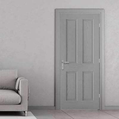 Moulded Textured Grey Pre-Finished 4 Panel Interior Door - All Sizes